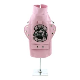 Biker Dawg Motorcycle Dog Jacket (Color: Pink, size: 3X-Large)